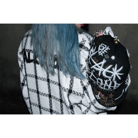 『BLACKBLOND』 ハーフツイードモンスターグラフィティーキャップ (Black)