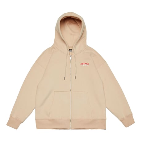 『Verynineflux』   オーバーラップフードパーカー (Beige)