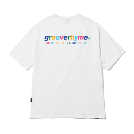 『grooverhyme』 　NYC ロケーションマルチカラー Tシャツ (White)