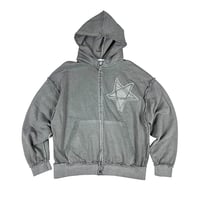 BLACKBLOND』 sprayed Smile logo fur hood jacke