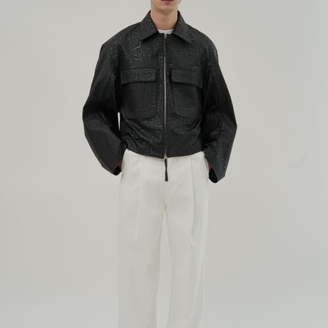 『HIFIFNK』  リンクルレザーオーバーサイズジャケット (Black)
