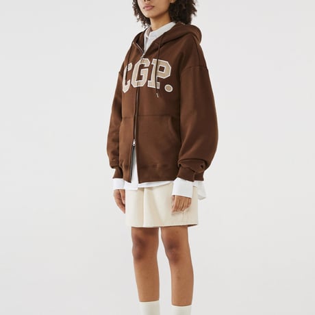 『Code:graphy』 　アーチロゴジップアップパーカー (Brown)