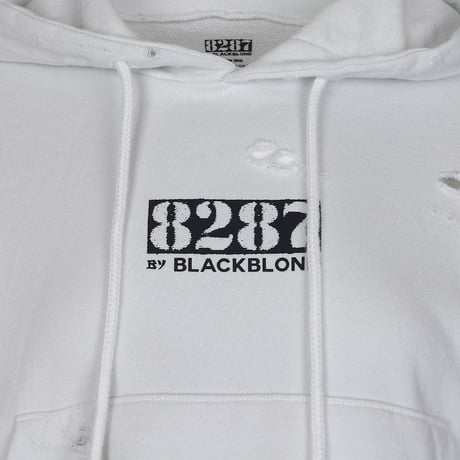 『8287 BY BLACKBLOND』  Center Logo Vintage Crop Hoodie (White)