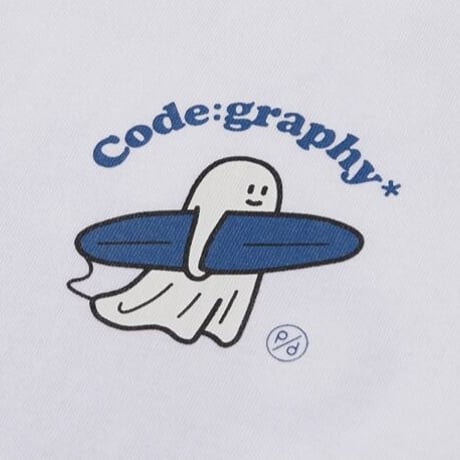 『Code:graphy』 　CGP X PD ゴーストサーファー Tシャツ (White)