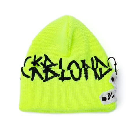 『BLACKBLOND』    グラフィティーロゴパッチニット帽 (Neon)