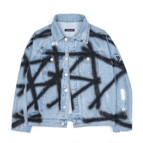 『BLACKBLOND』 　スプレーカスタムデニムジャケット (Light Blue)