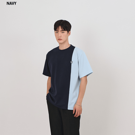 『 BY:L 』    カラー ブロックTシャツ (Navy)