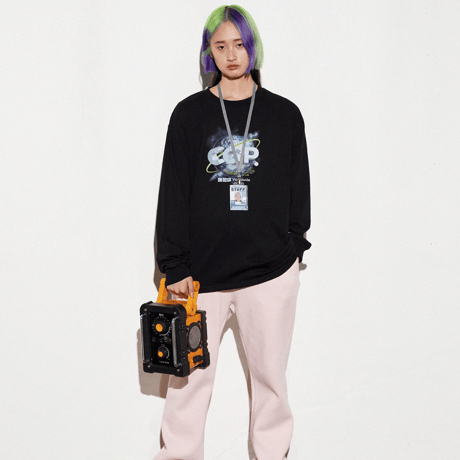 『Code:graphy』 　アースロゴロングスリーブ Tシャツ (Black)