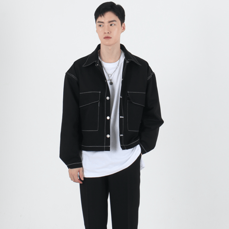 『 BY:L 』 　ステッチクロップジャケット  (Black)