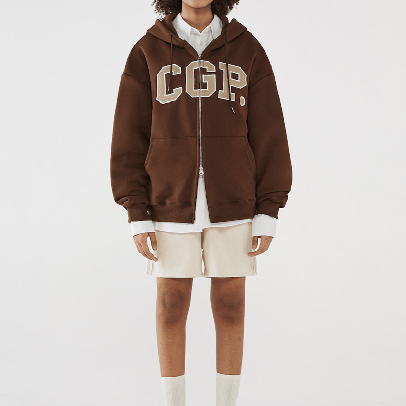 TSLF ロゴ入り ブラウン ジップアップパーカー Code:graphy』 アーチロゴジップアップパーカー (Brown) | 6LJStore