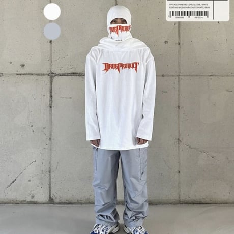 『DRUG PRODUCT 』 　ビンテージプリンティングロングスリーブTシャツ (White)