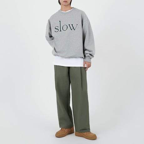 『SLOW RECORD HOUSE』　SLOW パッチスウェットシャツ (Grey)
