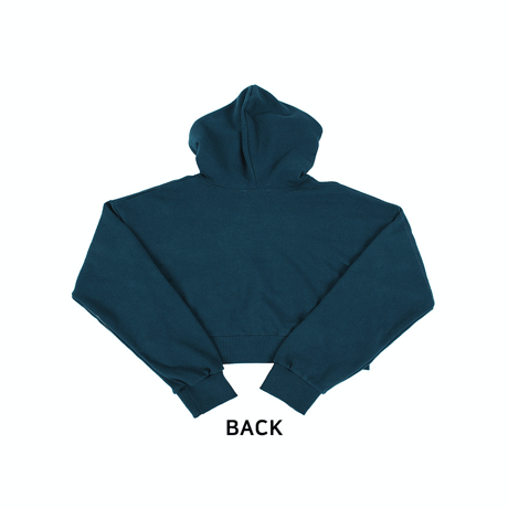 『BAUST』  deficient hood crop top (Blue Green)