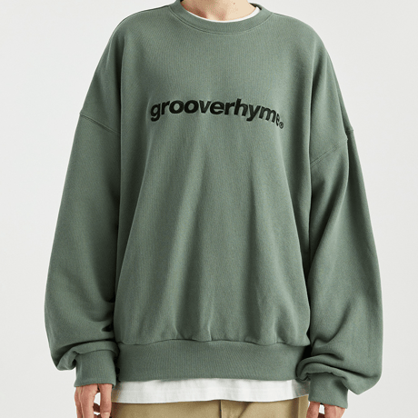 『GROOVE RHYME』 ベーシックロゴビッグオーバースウェットシャツ (Dark Khaki)
