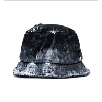 『BLACKBLOND』   Smoke Painted Custom Denim Bucket Hat (Black)