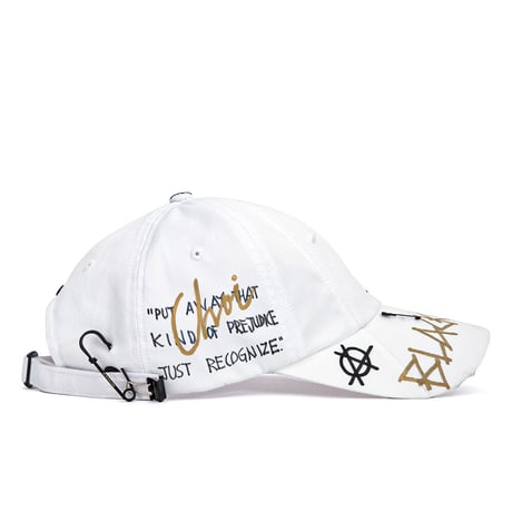 『BLACKBLOND』  ripped custom persona graffiti logo cap (White)