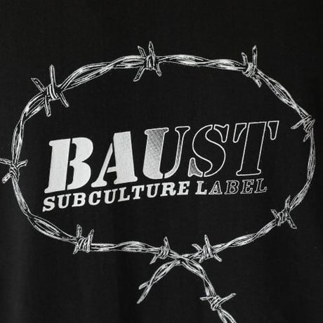 『BAUST』  ラベルモチーフスカルショートスリーブ Tシャツ (Black)