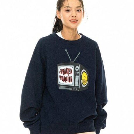 『FREAKISH BUILDING』 silly tv sweatshirt (Navy)