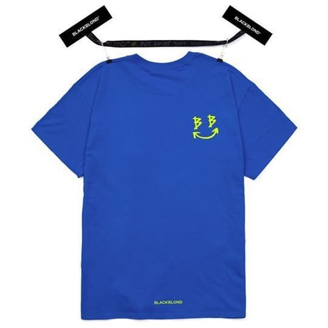 『BLACKBLOND』  スマイルロゴショートスリーブ Tシャツ(Blue)