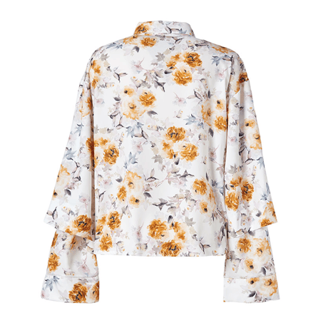 『Wunder Geist』Print Cape Sleeve Buckle Blouse