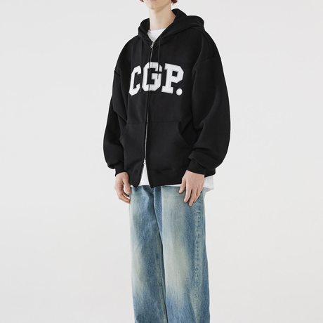 『Code:graphy』 　アーチロゴジップアップパーカー (Black)