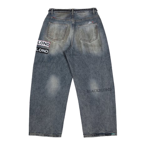 『BLACKBLOND』  Pop Clash Multi Patch Denim Pants (Vintage Blue)