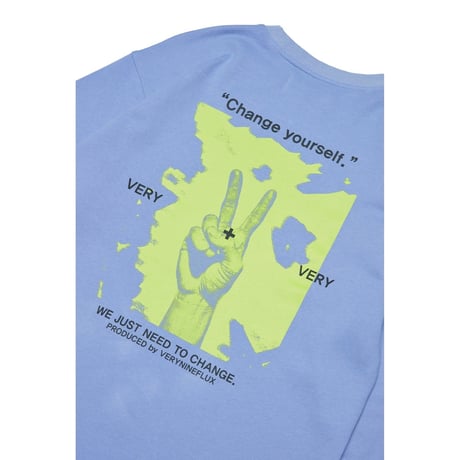 『Verynineflux』   ストライプレイヤードTシャツ (Purple)