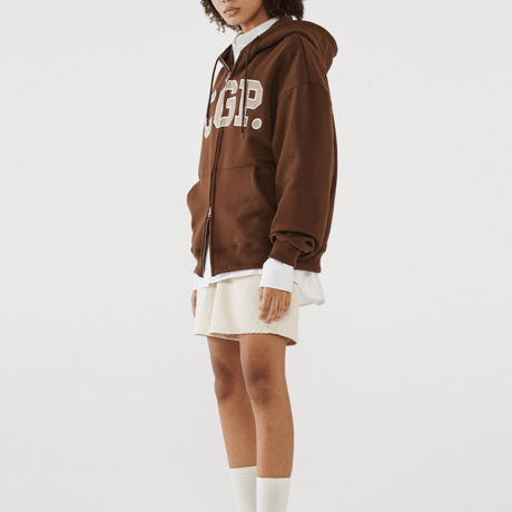 『Code:graphy』 　アーチロゴジップアップパーカー (Brown)