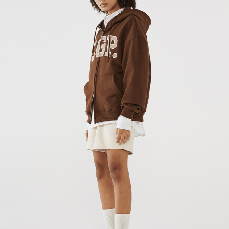 Code:graphy』 アーチロゴジップアップパーカー (Brown) | 6LJStore