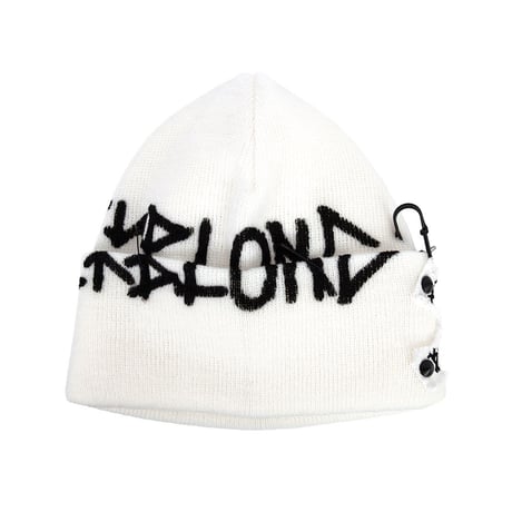 『BLACKBLOND』    グラフィティーロゴパッチニット帽 (White)
