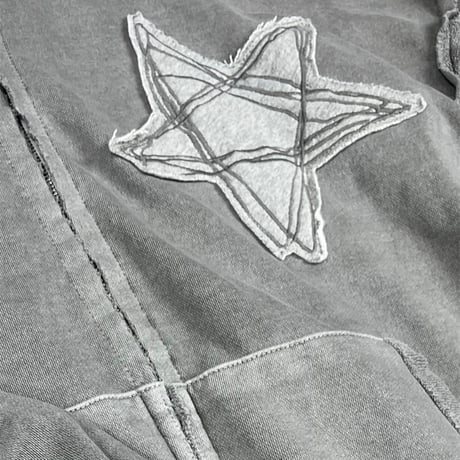 『SK8ER ROCK』 　スターリバースピグメントスウェットパーカージップアップ (Grey)