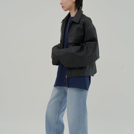『HIFIFNK』  リンクルレザーオーバーサイズジャケット (Black)