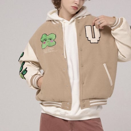 『VETEZE x ATARA』 　クローバーバーシティジャケット  (Beige)
