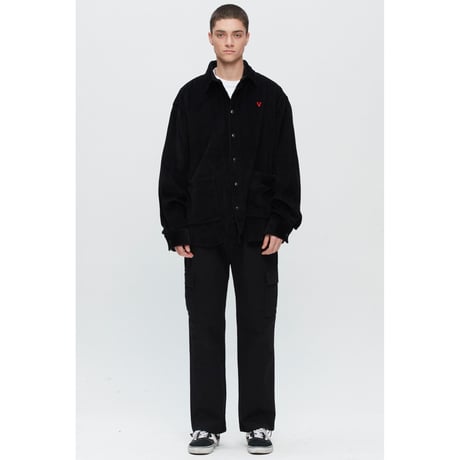 『Verynineflux』   V コーデュロイシャツジャケット (Black)