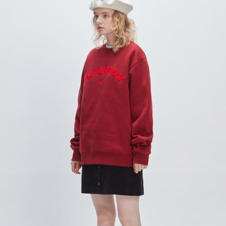 Verynineflux SUNSET CURLY CREWNECK (Burgundy / Beige)