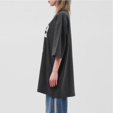 『HIFIFNK』  アングルデジタルプリントTシャツ (White、Charcoal)