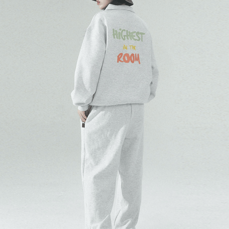 『LOUPS BLANCS』  インザルームカラージップアップスウェット  (Melange Grey)