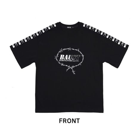 『BAUST』  ラベルモチーフスカルショートスリーブ Tシャツ (Black)