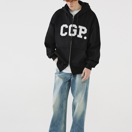 『Code:graphy』 　アーチロゴジップアップパーカー (Black)