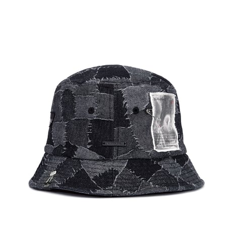 『BLACKBLOND』   the apparition patchwork denim bucket hat (Black)