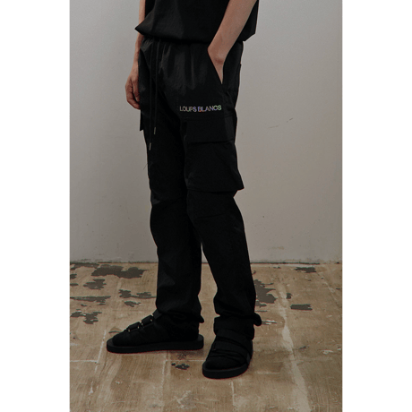 『LOUPS BLANCS』  ホログラムロゴカーゴパンツ  (Black)