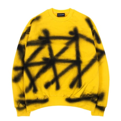 『BLACKBLOND』  sprayed custom crewneck sweatshirt (Yellow)