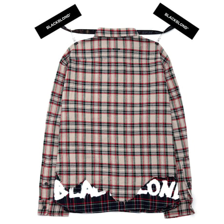 『BLACKBLOND』レイヤードチェックシャツ (Beige)