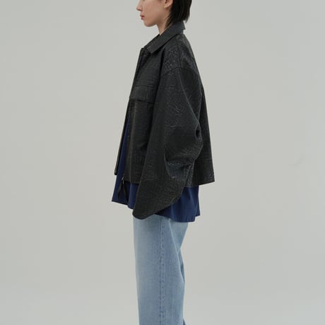『HIFIFNK』  リンクルレザーオーバーサイズジャケット (Black)