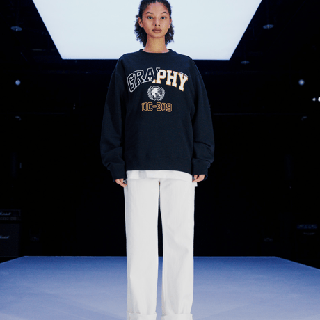 『Code:graphy』 　ハーフアウトラインロゴスウェット (Navy)