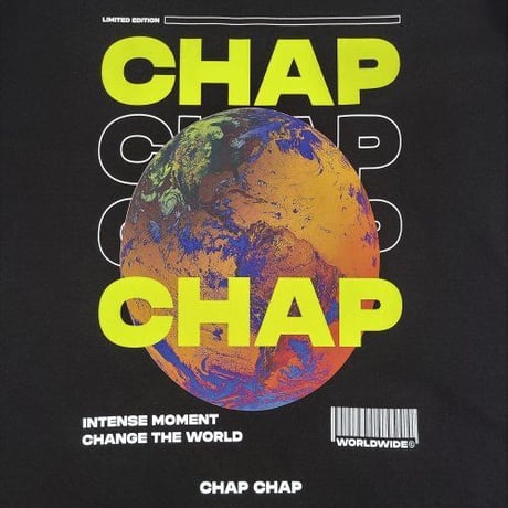 『CHAP CHAP』 　アースチャップロゴ Tシャツ (Black)
