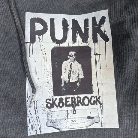 『SK8ER ROCK』 　scribble padded pigment sweat hood zip-up (Charcoal)