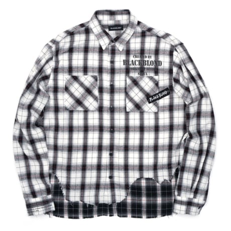 『BLACKBLOND』　No Sympathy Layered Check Shirt (White)