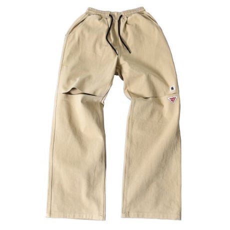 『FREAKISH BUILDING』 ピークスリットロングパンツ (Beige)