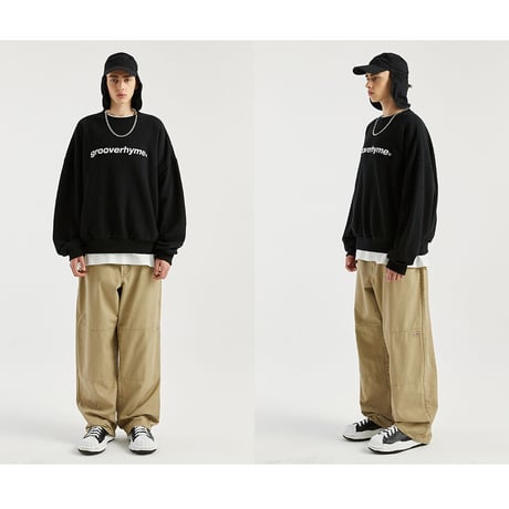 『GROOVE RHYME』 ベーシックロゴビッグオーバースウェットシャツ (Black)